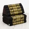 Thai Cushion 3 Fold, silk, black/elephant