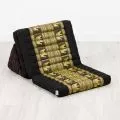 Thai Cushion 3 Fold, silk, black/elephant