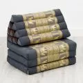 Thai Cushion 3 Fold, silk, grey/elephant