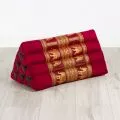 Triangle Cushion, silk, red / elephants