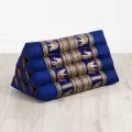 Triangle Cushion, silk, blue / elephants