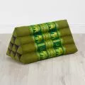 Triangle Cushion, silk, green / elephants