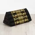 Triangle Cushion, silk, black / elephants
