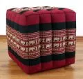 Kapok Cube Pillow, red / elephants