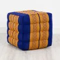 Kapok Cube Pillow, blue / yellow