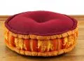Zafu Pillow, silk, red / orange elephants