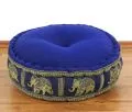 Zafu Pillow, silk, blue elephants