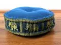 Zafu Pillow, silk, light blue elephants