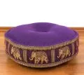Zafu Pillow, silk, purple elephants