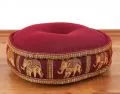 Zafu Pillow, silk, red elephants