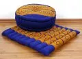 Kapok, Zafu Cushion + Quilted Seat Cushion Size L, blue / yellow