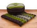 Kapok, Zafu Cushion + Quilted Seat Cushion Size L, brown / green