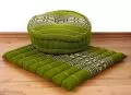 Kapok, Zafu Cushion + Quilted Seat Cushion Size L, green / elephants