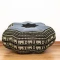 Zafu Cushion, great star, blue / elephants