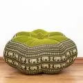Zafu Cushion, great star, green / elephants