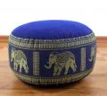 Small Zafu Pillow, silk, blue / elephants