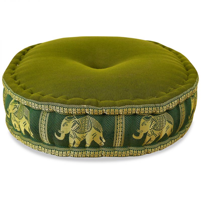 Double Fold Meditation Cushion Green Elephant 