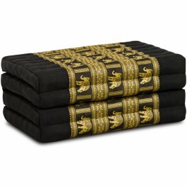 Folding Mattress, 200 cm x 80 cm, silk, black/elephants
