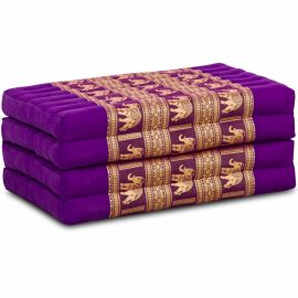 Folding Mattress, 200 cm x 80 cm, silk, purple/elephants