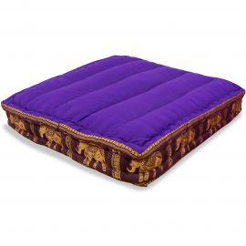 Floor Seat Cushion, Meditation Cushion Silk, purple / elephants