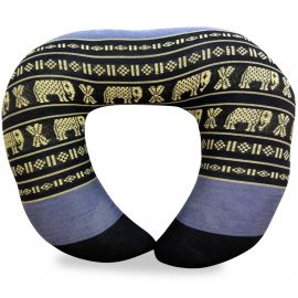 Kapok Neck Pillow, blue / elephants