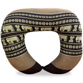 Kapok Neck Pillow, brown / elephants