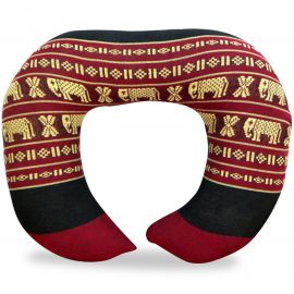 Kapok Neck Pillow, red / elephants