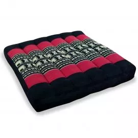 Kapok Seat Cushion, Size M, black elephants