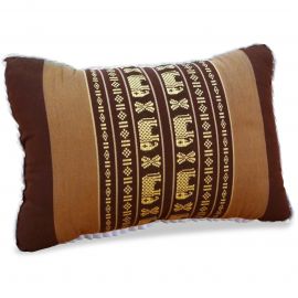 Small Throw Pillow, brown / elephants