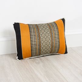 Small Throw Pillow, black / orange