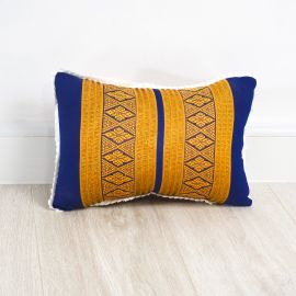 Small Throw Pillow, blue / yellow