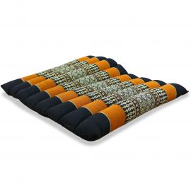 Kapok Quilted Seat Cushion, Size M, black / orange