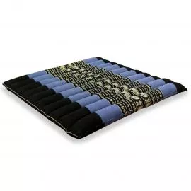 Kapok Quilted Seat Cushion, Size L,  blue elephants