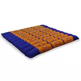 Kapok Quilted Seat Cushion, Size L, blue / yellow