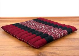 Kapok, Zafu Cushion + Quilted Seat Cushion Size L, red / elephants