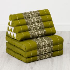 Thai Cushion 3 Fold, green elephants