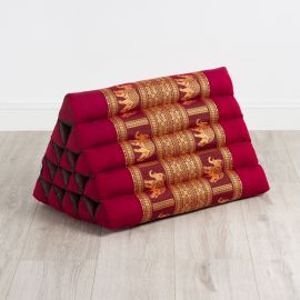 Triangle Cushion XXL-Height, silk, red / elephants
