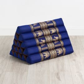 Triangle Cushion XXL-Height, silk, blue / elephants