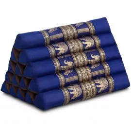 Triangle Cushion XXL-Height, silk, blue / elephants