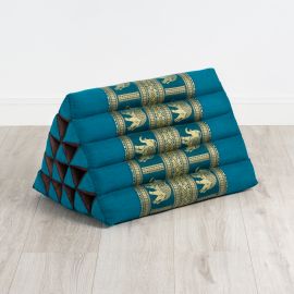 Triangle Cushion XXL-Height, silk, light blue / elephants