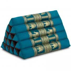 Triangle Cushion XXL-Height, silk, light blue / elephants
