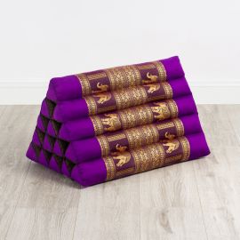 Triangle Cushion XXL-Height, silk, purple / elephants