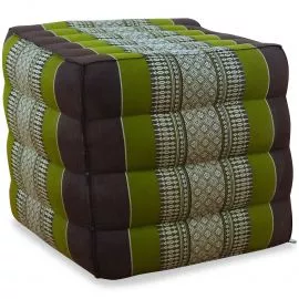 Kapok Cube Pillow, brown / green