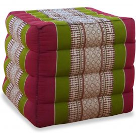 Kapok Cube Pillow, red / green