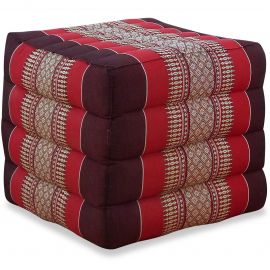 Kapok Cube Pillow, ruby-red
