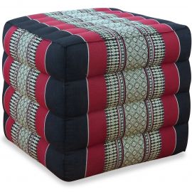 Kapok Cube Pillow, black / red