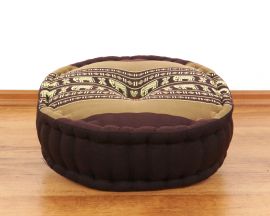 Kapok, Zafu Cushion + Quilted Seat Cushion Size L, brown / elephants