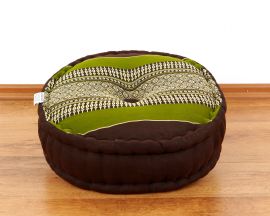 Kapok, Zafu Cushion + Quilted Seat Cushion Size L, brown / green