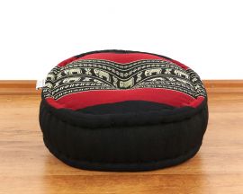 Kapok, Zafu Cushion + Quilted Seat Cushion Size L, black / elephants
