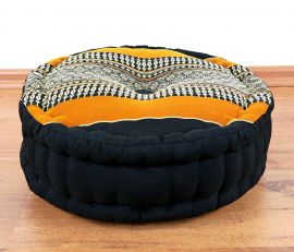 Kapok, Zafu Cushion + Quilted Seat Cushion Size L, black / orange